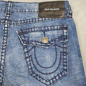 True Religion Jeans Men's 36x32 Blue Ricky Flap Pocket Straight Denim